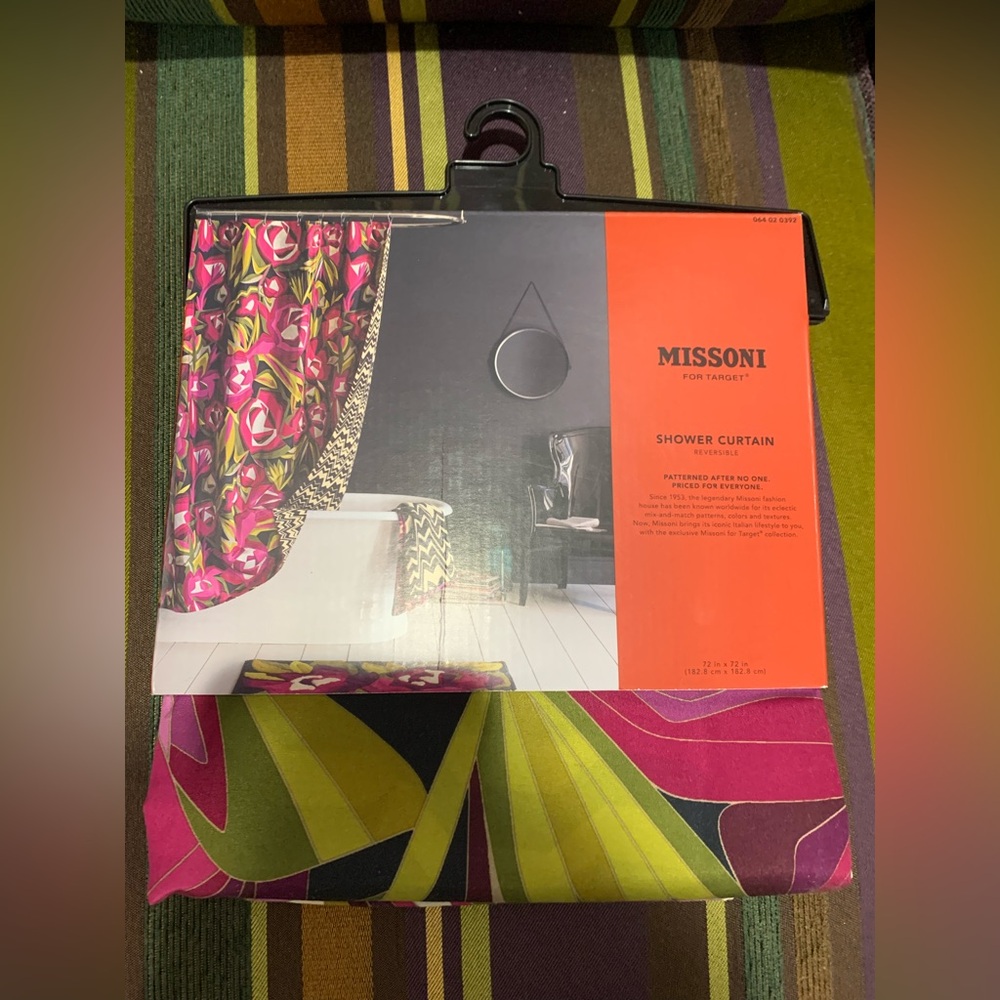 Missoni nwt new in sealed box shower curtain zig zag floral reversible x target